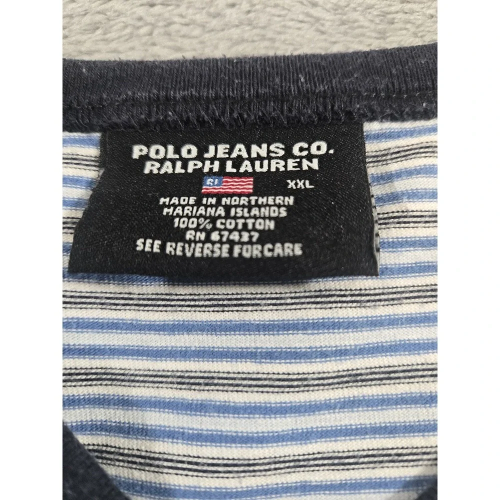 Vintage Y2K Polo Jeans Co. Ralph Lauren Striped Heavy T Shirt Size XXL 2XL